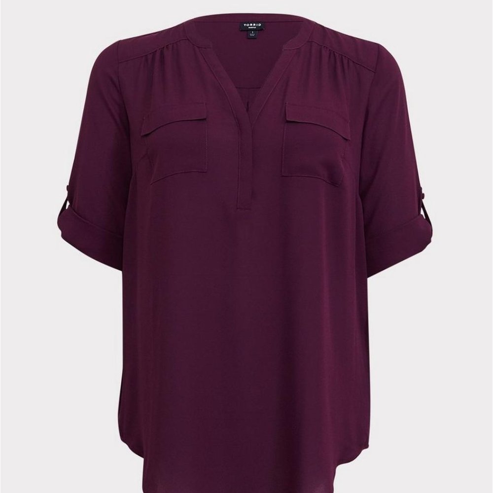 Torrid Size 4 Harper Georgette Pullover 3/4 Sleeve Tunic Blouse